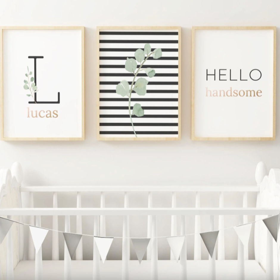 Black Modern Stripes - Boy // Set of 3 Prints