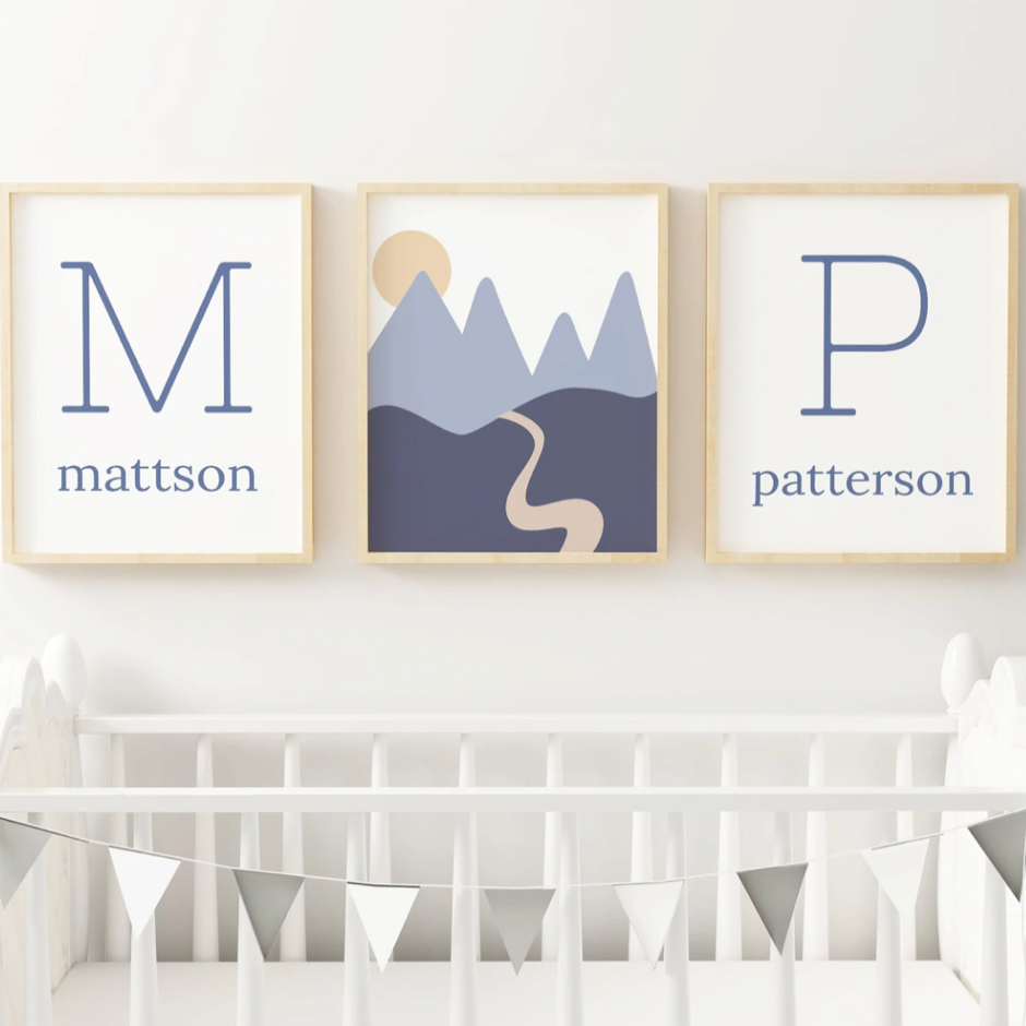 Dusty Blue Twins Set // Set of 3 Prints